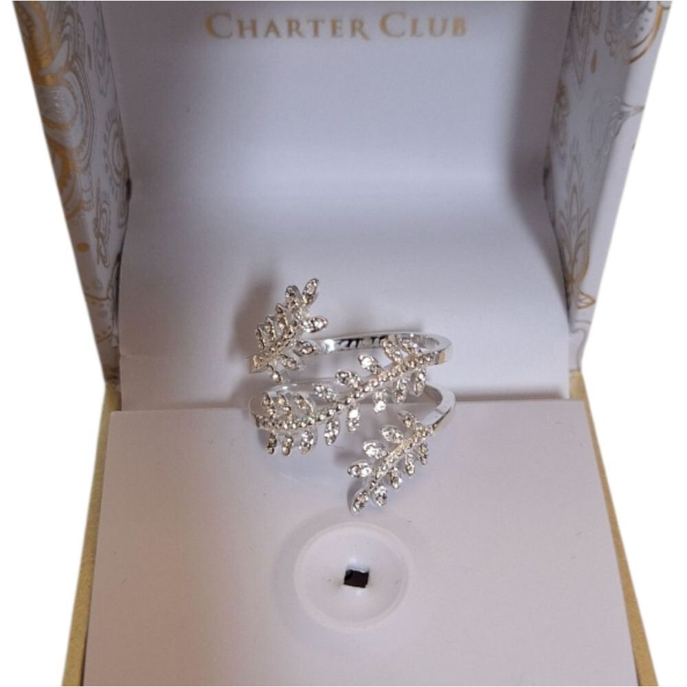 Charter Club Silver Plated Leaf Wrap Ring Size 9